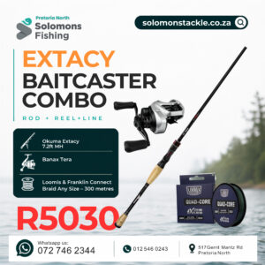 Okuma Extasy Baitcaster Combo – 7.2ft Rod (30lb Braid)